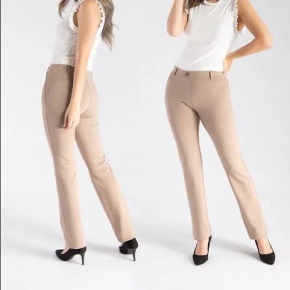Betabrand tan straight leg yoga pant M - Picture 1 of 8